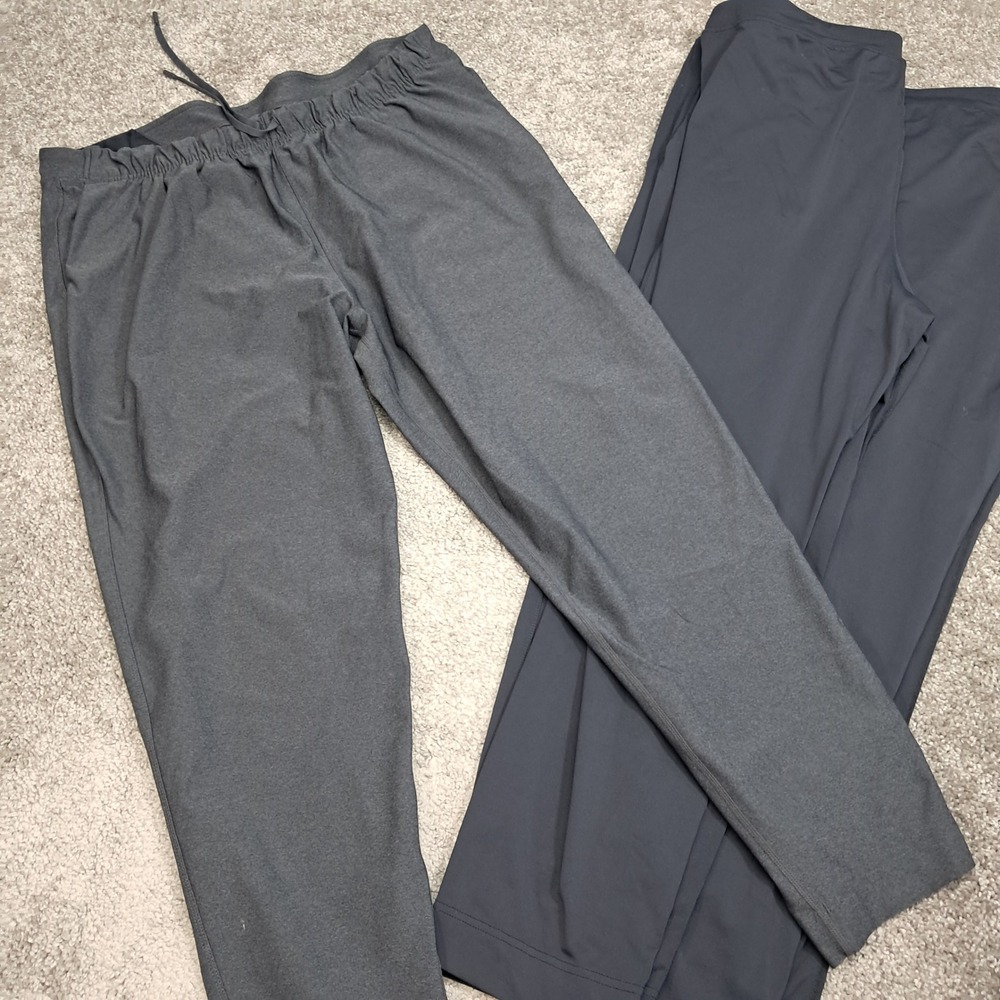 Kirkland Signature Mens Jogger Pants Bundle 2 Pack Gray Black Large L Drawstring